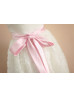Ivory Satin Rosette Knee Length Flower Girl Dress